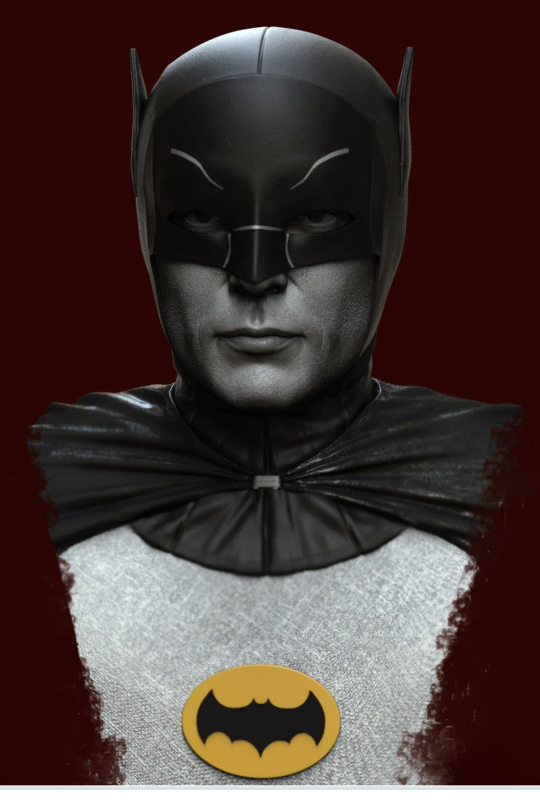 Adam West Batman Bust – 12” Retro TV Classic | 3D Printed Statue
